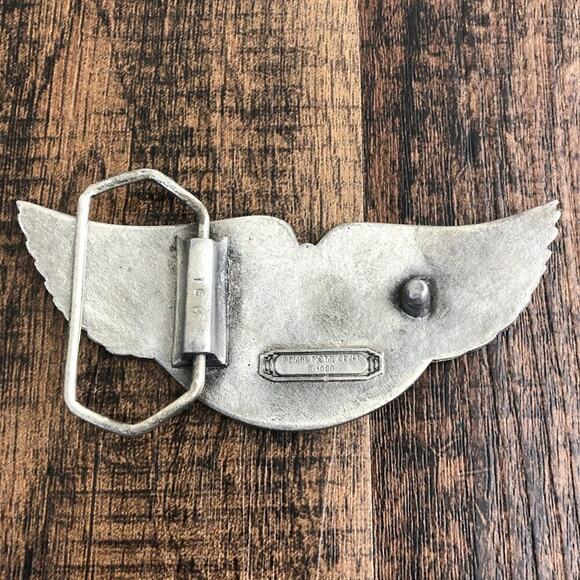 VTG Belt Buckle Flying Eagle Western Rugged Rustic USA 1980 Indiana Metal Craft - Picture 5 of 11